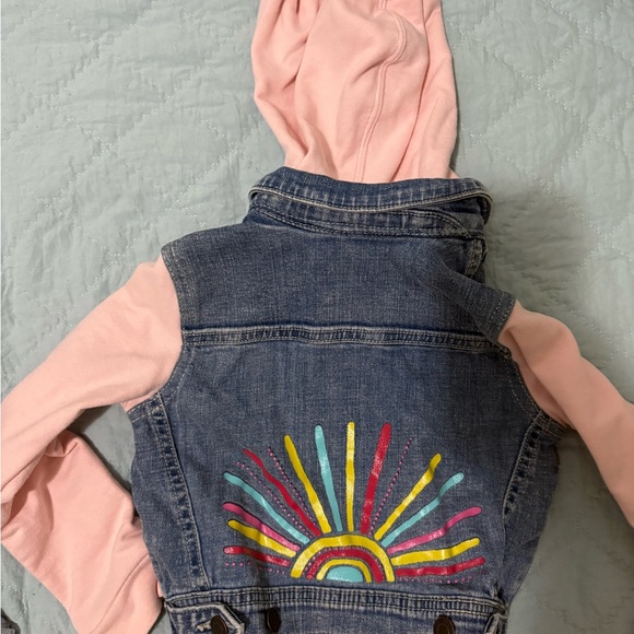 Tucker + Tate Other - Tucker and Tate Kids Denim Vest with Pink Hoodie and Colorful Design